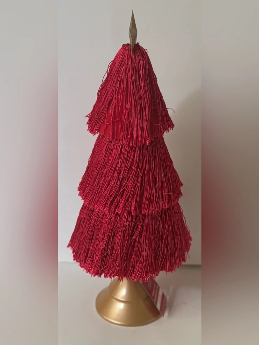 Tabletop fringe Christmas trees NEW NWT 2 total decor pink red 16”H